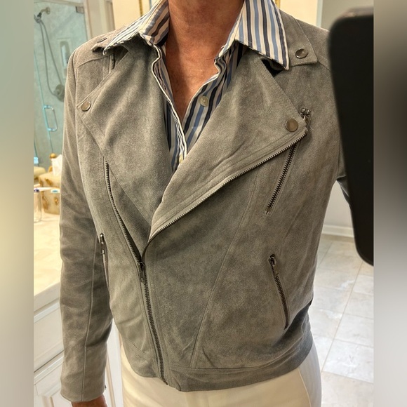 Ark NC Ultra Swede Jacket, NWOT, Grey, Motorcycle Style Zip Front & Sleeve, Sz S - Picture 2 of 16